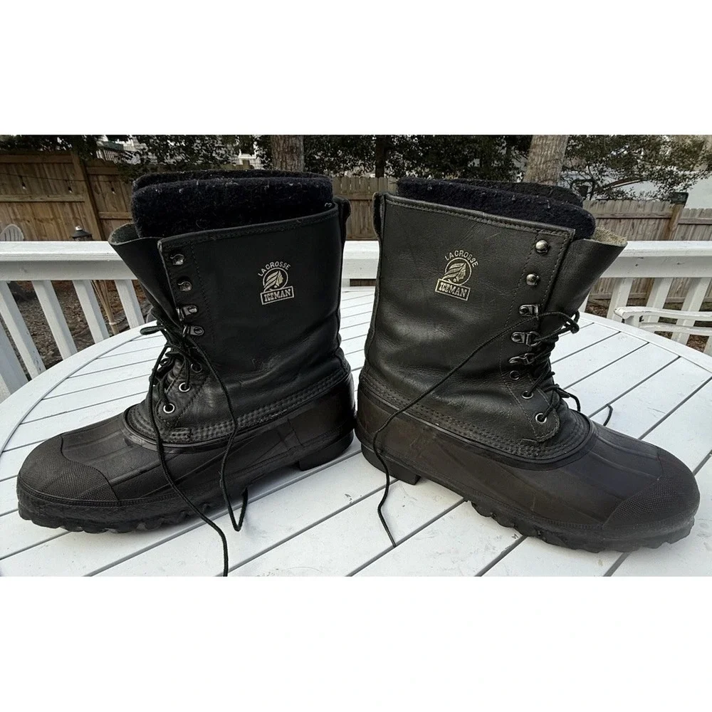 VTG LaCrosse Iceman Boots Mens 11 Steel Shank Winter Waterproof Lined USA
